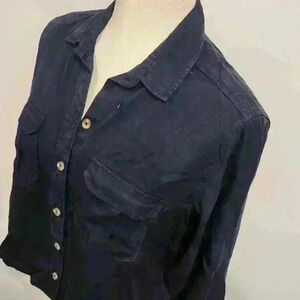 Women's Abercrombie & Fitch AF Navy Button Down Shirt Blouse Top $68